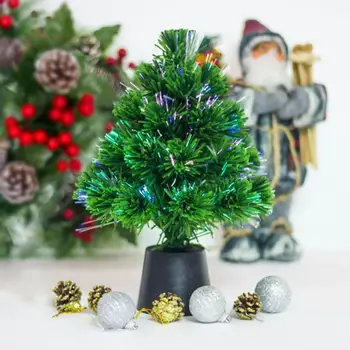 

30cm 2018 New Mini USB Fiber Optic Christmas Tree Christmas Desktop Decoration PVC Small Christmas Tree