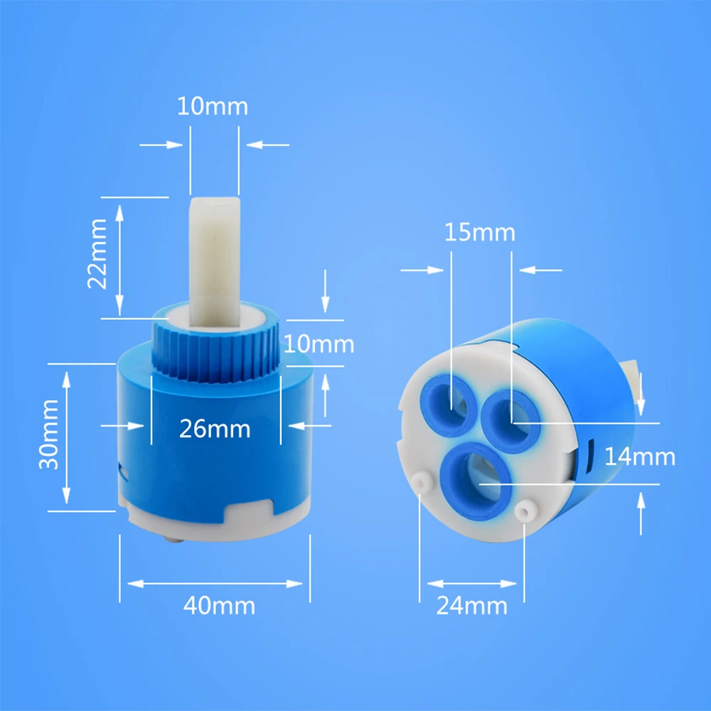 40mm Ceramic Disc Cartridge Cold & Hot Inlet Water Mixing Valve Shower Faucet Mixer Column Bar Tap Bath Plastic Valve Bathroom