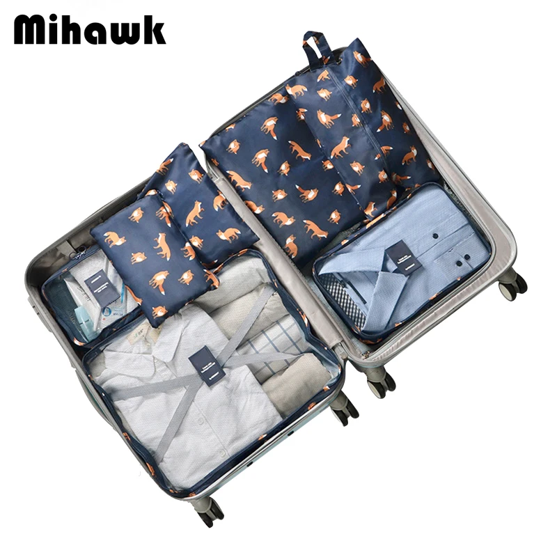 

Mihawk 7 Pcs/Set Portable Travel Bags Durable Oxford Packing Clothes Shoe Sorting Luggage Zipper Tote Cube Organizer Accessories