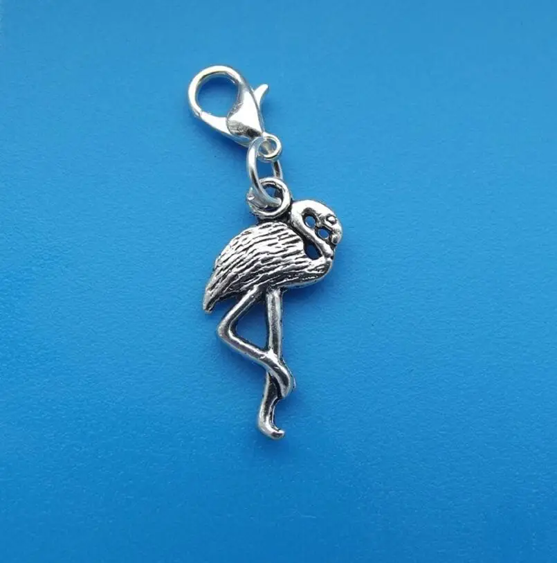 

Flamingo Tibetan Silver Clip On Charm Pendant Alice in Wonderland 50pcs