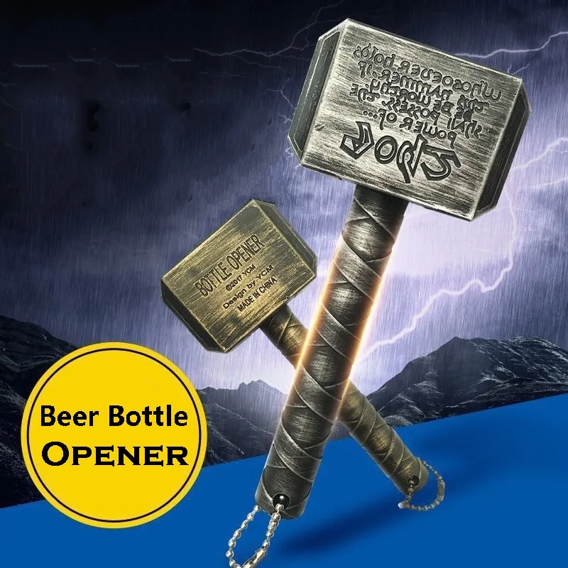 

Silver Beer Bottle Openers Multifunction Hammer Of Thor Shaped Beer Bottle Opener With Long Handle Bottler Opener Beer