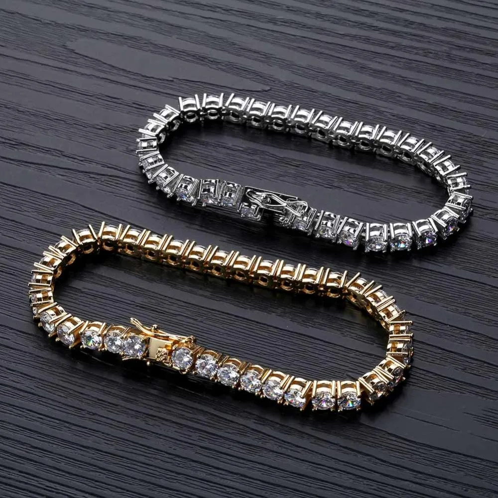 JINAO 3 мм AAA+ кубический цирконий Теннисный ICED OUT браслет хип хоп Jewelry1 ряд золотые циркониевые бусины браслет для подарков