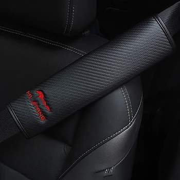 

QHCP Car Seat Safety Belt Cover Strap Embroidered Seat Belt Shoulder Pads Covers Carbon Fiber Cloth For Ford Mustang Accessories