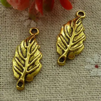 

180 pieces gold plated leaves connectors 28x12mm #2503