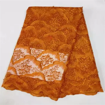 

Sky Blue French Tulle Net Lace Fabric High Quality Wholesale Price Nigerian Latest Lace Fabric 2019 Orange African Lace Fabrics