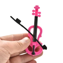 Новинка, 1 шт., подарок на день рождения для девочки, музыкальный инструмент, игрушки, детский игровой домик, пластиковая игрушечная Скрипка для кукол Dreamhouser розового цвета