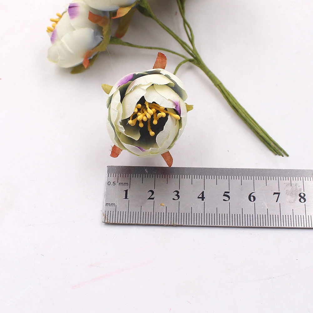 6PCs/Bouquet Tea Rose Bud Artificial Flowers Wedding Decorations For Home Room DIY Craft Wreath Scrapbooking Flower Accessories artificial plants artificial flower artificial flowers artificial flower bouquet artificial rose