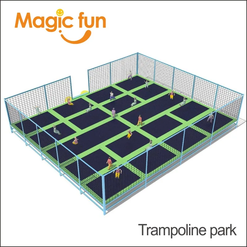 

MAGIC FUN Indoor Trampoline Park with Dodgeball with Basketball with Foam Pit and Ninja Course