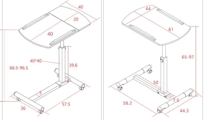 Высокое качество ноутбук компьютерный стол кровать для обучения бытовой подъема и складной подвижный прикроватный столик