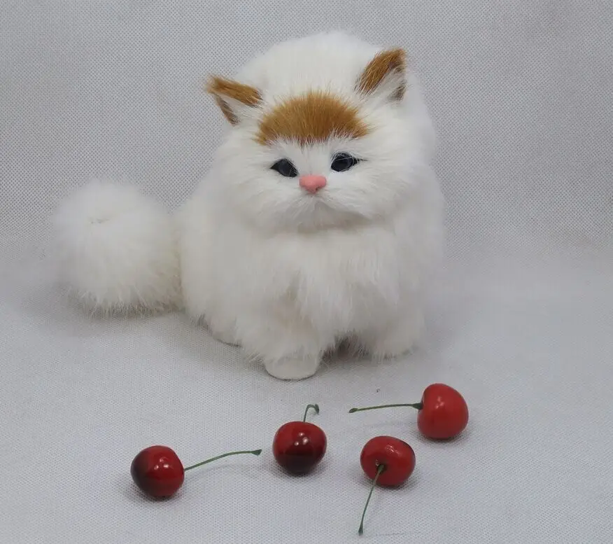 simulation cute cat plastic&fur yellow head cat doll handicraft Decoration prop gift 16x15x10cm