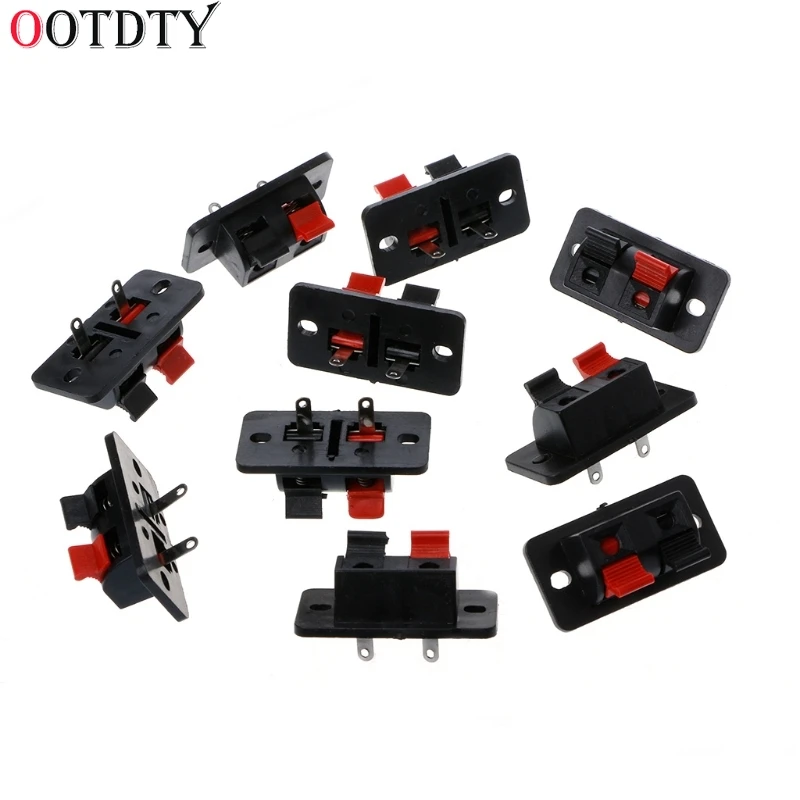 

10 Pcs 2 Positions Terminal Connections Of Push Button Connector In Jack Spring Load Speaker Audio