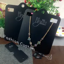 Черный бумажный Печатный Серебряный логотип ожерелье карта на заказ логотип тяжелое ожерелье карта на заказ хорошее качество