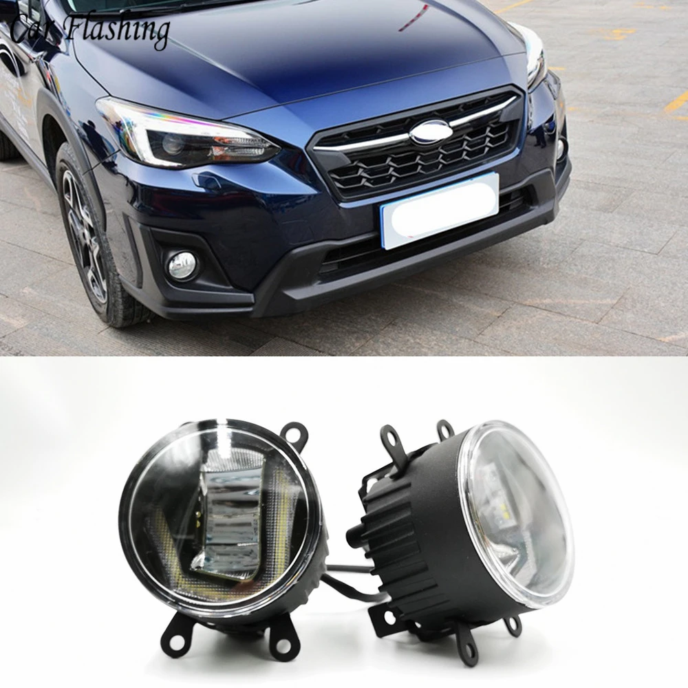 3 в 1 функции авто светодиодный свет для Subaru XV 2012- DRL Дневной запускной свет для автомобиля противотуманный прожектор с желтым сигналом