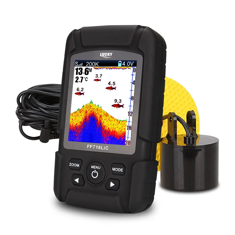 

LUCKY FF718LiCD-T 2.8" Color LCD Portable Fish Finder 200KHz/83KHz Dual Sonar Frequency 328ft Detection Depth Finder