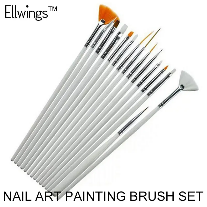 

Ellwings 15pcs Gel Nail Brush Dotting Painting Drawing Gel Varnish Pen Nail Tool Set Gel Polish Professional Nail Art Design