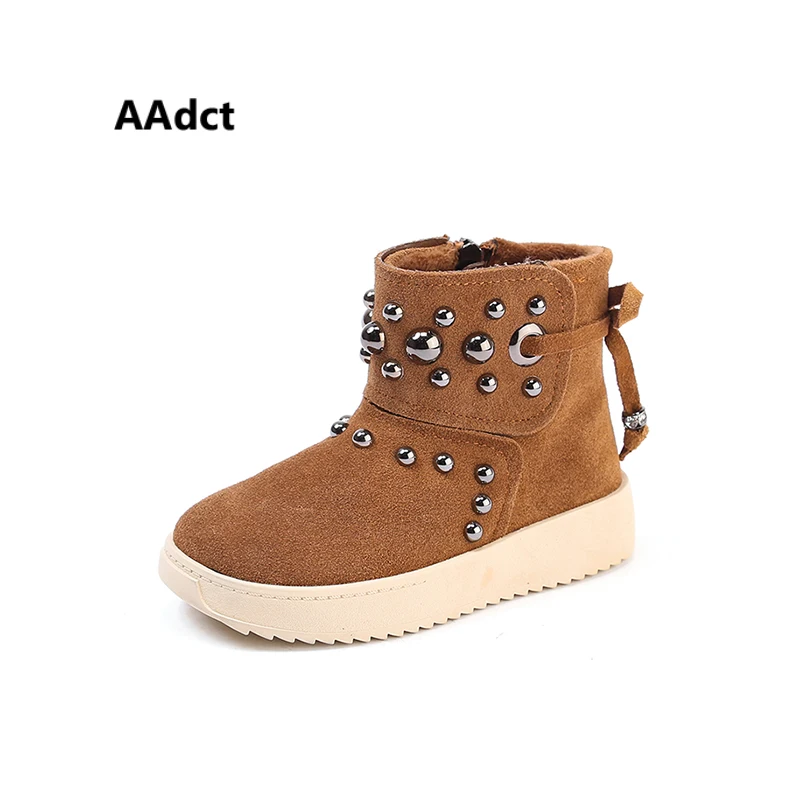 

AAdct Cotton warm snow boots for boys New fashion rivet boys boots 2018 Winter non-slip little kids boots