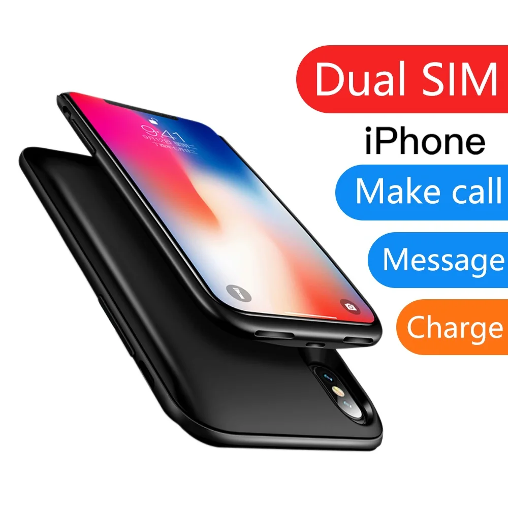 Dual Sim Card Adapter Bluetooth Case For Iphone 6 6s 7 8 Plus X Xs