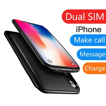 

Dual Sim Card Adapter Bluetooth Case for iPhone 6 6S 7 8 Plus X XS Slim Dual Standby Adapter Two Active Sim Card Holder