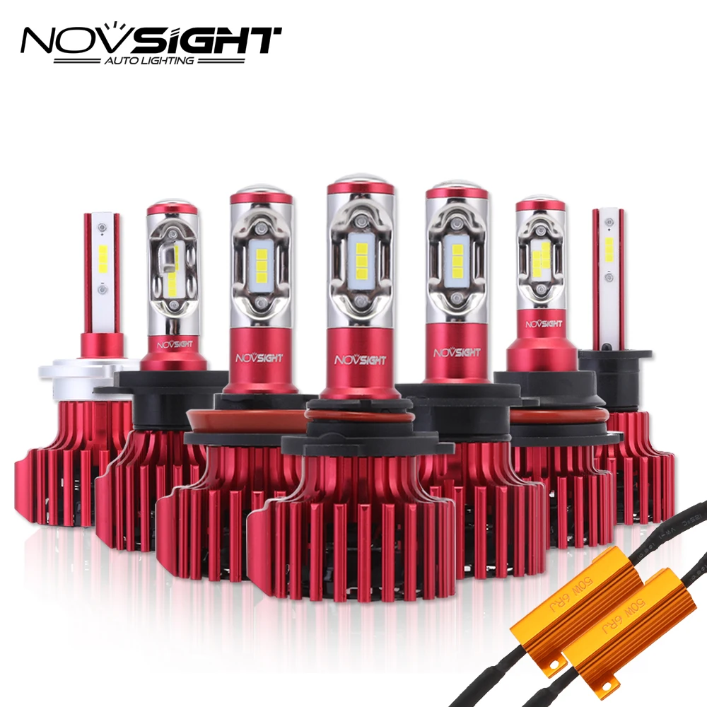 NOVSIGHT H7 H4 светодио дный фары H11/H8/H9 9005 9006 H13 авто противотуманные свет 60 W 10000LM вождения Туман лампы с декодер D40