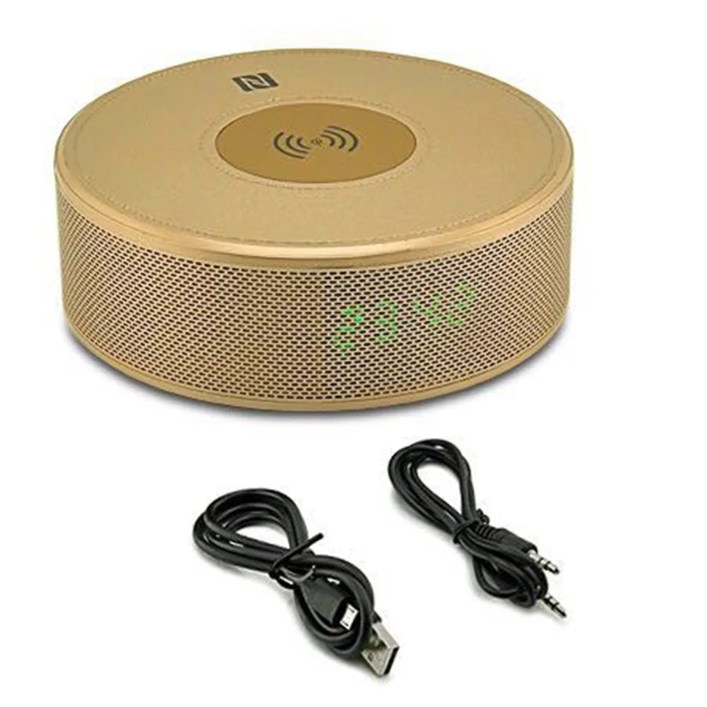 

Multifunction Bluetooth Speaker Portable Gift NFC Music Player Stereo Wireless Dual Useful Power Bank Outdoor Alarm Clock Qi