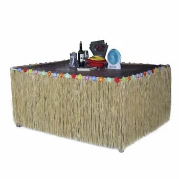 

275*75cm Hawaiian Table Skirt Tropical Party Artificial Grass Table Skirt Hawaiian Party Decoration Birthday Party Table Decor