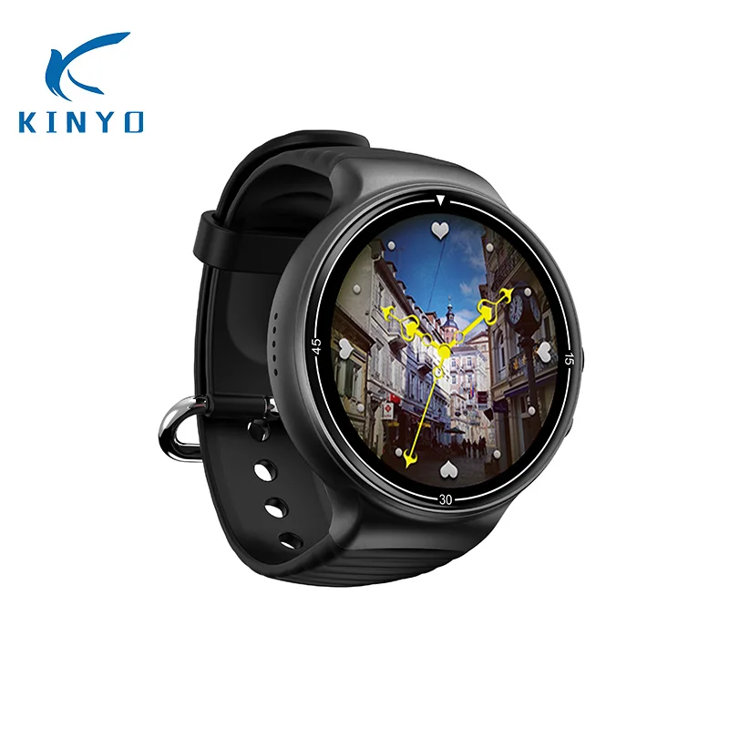 

KINYO 2018 newest heart rate monitor smartwatch Bluetooth music video weather 4G smart watch with GPS nano SIM card long standby