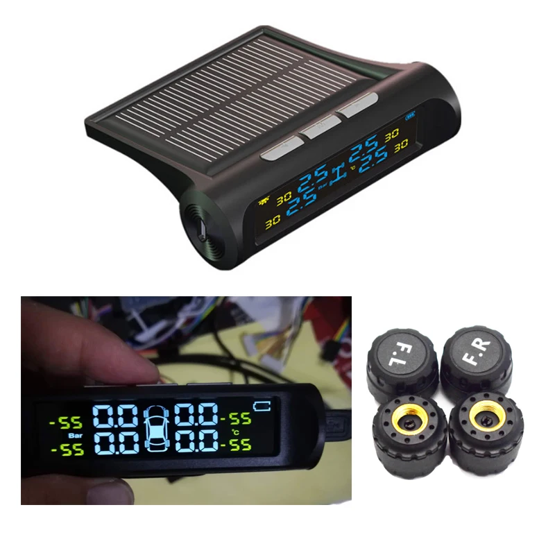TPMS Smart Car Tyre Pressure Monitoring System Solar Power Charging