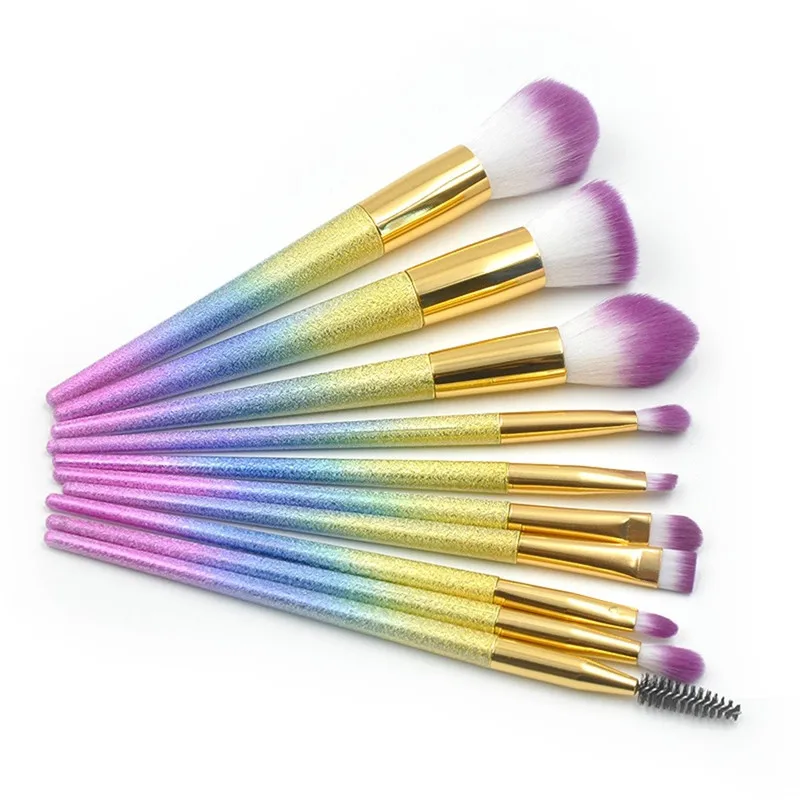 10 Pcs  Diamond Matte Taper Handle Powder Eye Brush Makeup Brush Set Makeup Tool 121#Xu3