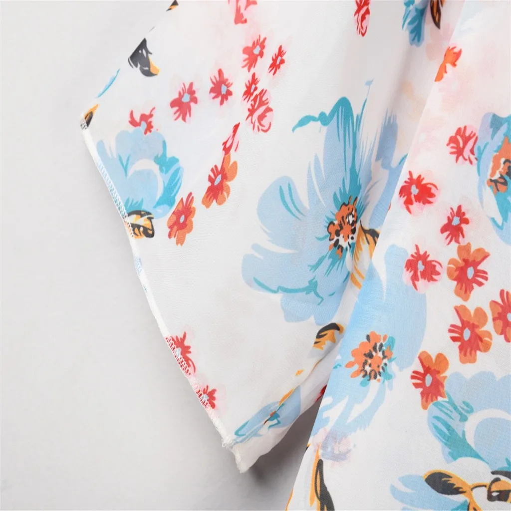 Floral Print Cardigan Bikini Cover Up Chiffon Kaftan Beach Tunics Summer Beach Dress Women Swimsuit Beach Pareos Beachwear