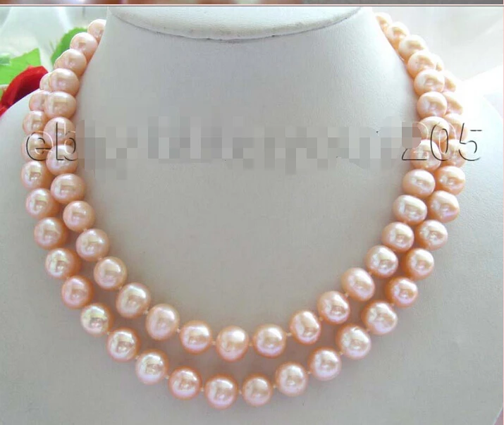 

36" Genuine Natural 11mm Pink Round Pearl Necklace 14k! NEW
