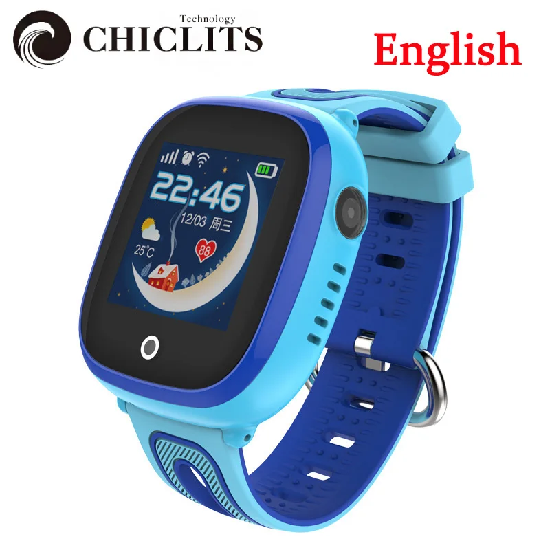 Blue English Детские умные часы gps LBS позиционирование безопасные умные часы SOS Вызов голосовые звонки анти-потеря IP67 водонепроницаемые умные часы DF3 - Цвет: Blue English