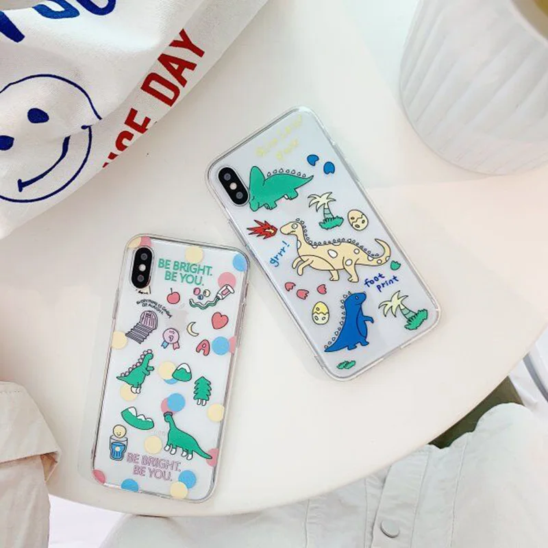 

High Quality Cute and Lovely Small Dinosaur Soft Silicone Cover Case For Iphone 6 6s 7 8 Plus X XS XR MAX TPU Cartoon TPU Case