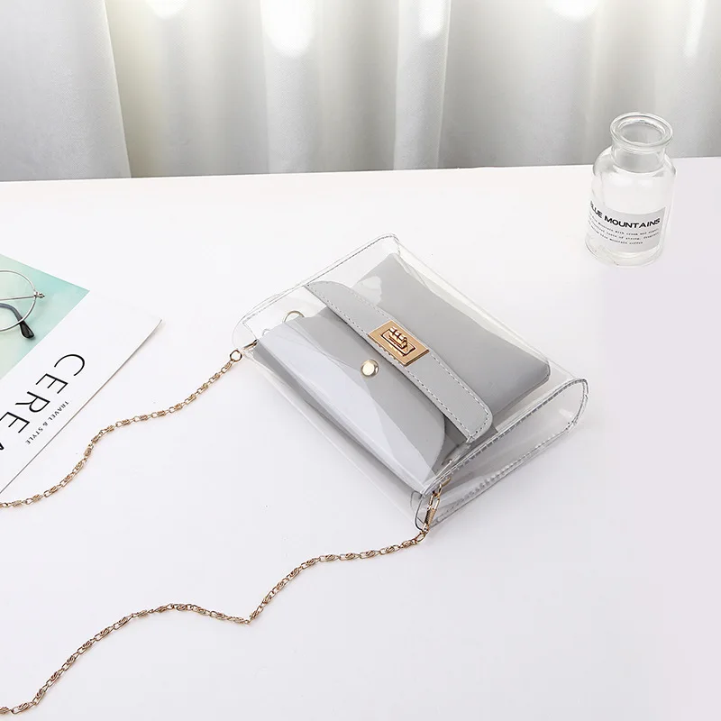  2019 New Fashion Transparent Shoulder Crossbody Bags PU+PVC Clear Bag Satchel Bag Ladies Girl Casua - 33016384666