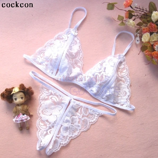 1SET Women's Sexy Open Crotch G-string Thongs Bikini Bra Set Lace Lingerie Underwear