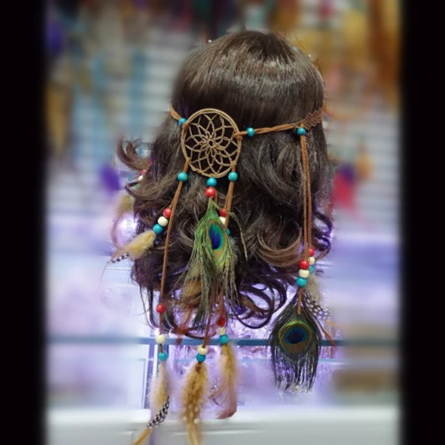 Dream Catcher Pea Feather Decoration Native American Dream Catcher Pea Feather Decoration Native American Head Bands Hairband Free Shipping