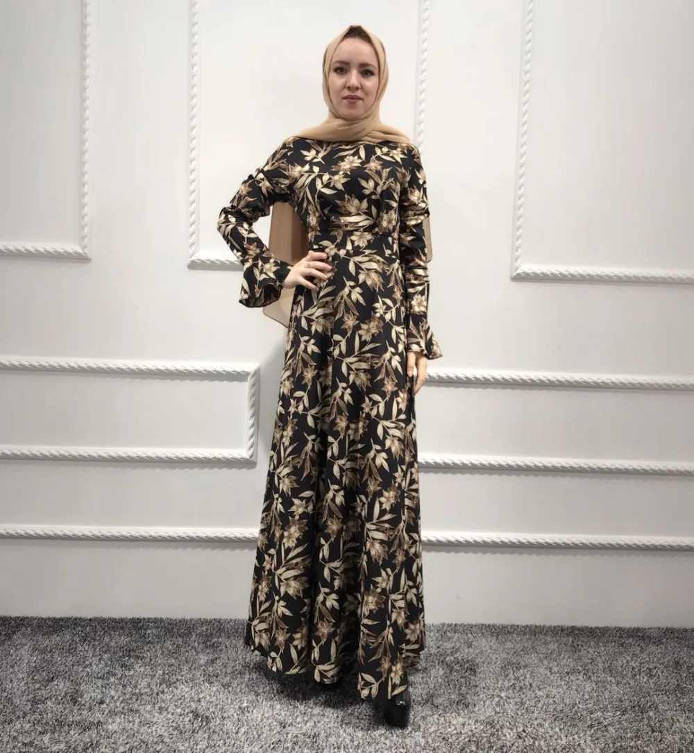 Buytiz печати Бохо креп ОАЭ повседневные мусульманские abaya макси длинные халаты кимоно Рамадан Арабская, Дубай Кафтан Исламская, молитвенная одежда