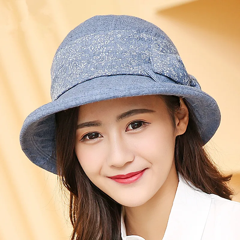 Women's 100 Cotton Floral Bucket Hat Summer Fishing Beach Hats Anti UV