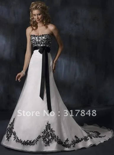 Freeshipping Unique Designer Pretty White And Black Applique