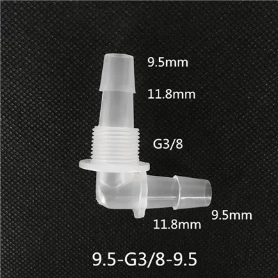 1 шт. 2,4 мм-11,1 мм Пластиковые резьбовые 90 градусов коленчатые соединители для аквариумная система(отправить с гайкой - Цвет: 9.5-G3l8-9.5mm