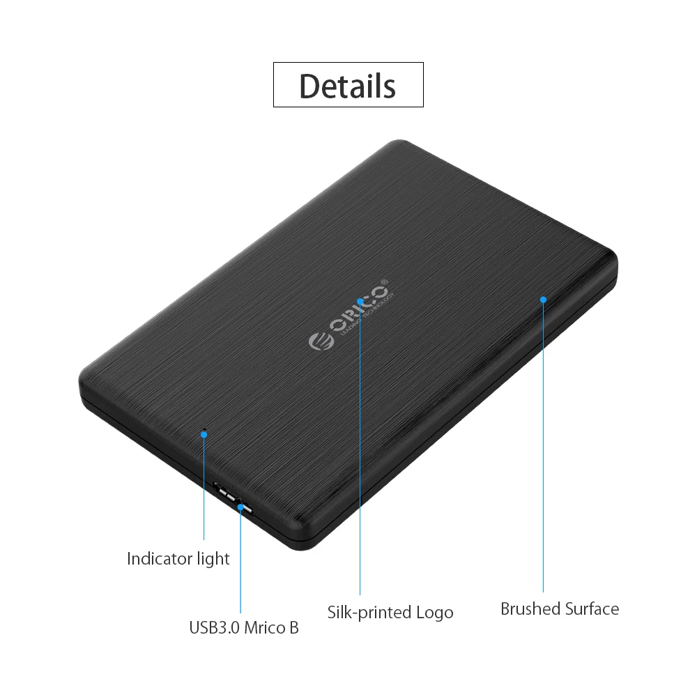 ORICO 2,5 дюйма SATA для USB 3,0 SSD корпус USB3.0 Micro B внешний жесткий диск чехол для 7 мм высокоскоростной Чехол Поддержка UASP