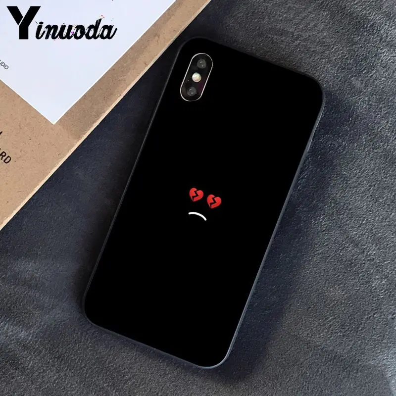 Yinuoda كسر القلب وصل حديثا الأسود الهاتف حقيبة لهاتف أي فون 8 7 6 6 S 6 زائد X XS ماكس 5 5 S SE XR 10 غطاء