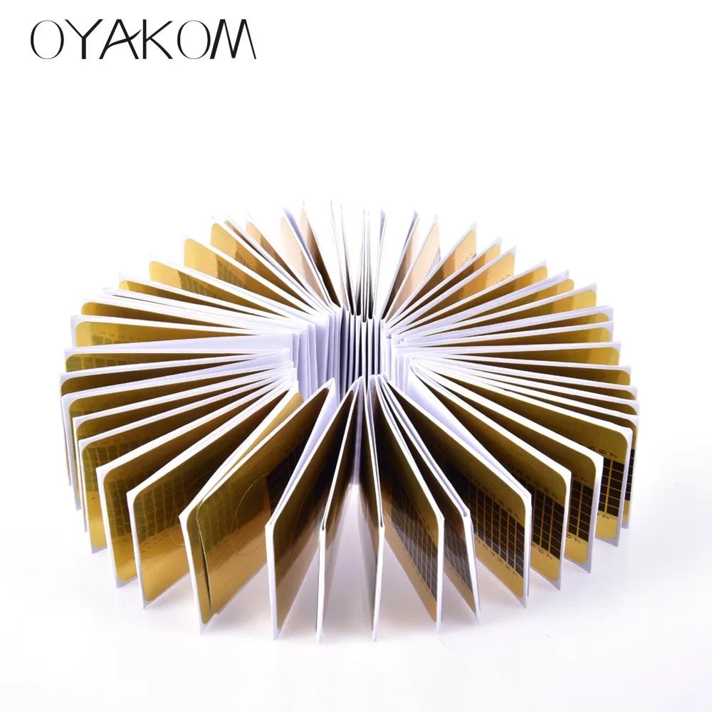 OYAKOM 100 шт. наклейка с удлинителем для ногтей профессиональная золотая акриловая Форма для ногтей для дизайна ногтей Французский маникюр инструменты