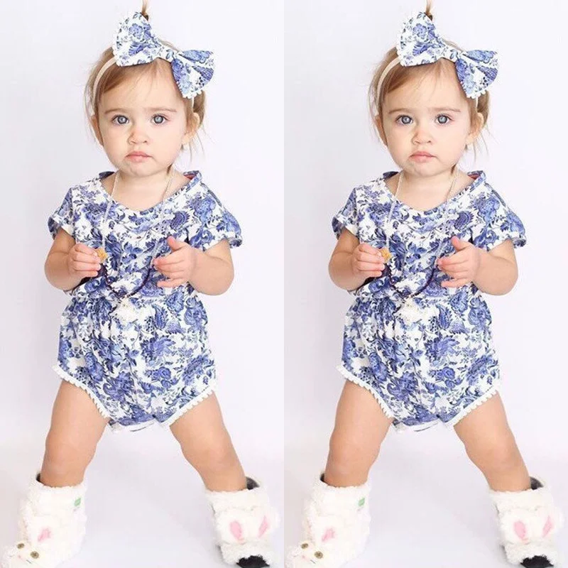

Newborn Baby Girl Infant Floral Jumpsuit Bodysuit Sunsuit bebe girls flower cotton blend Outfits bodysuit Clothes