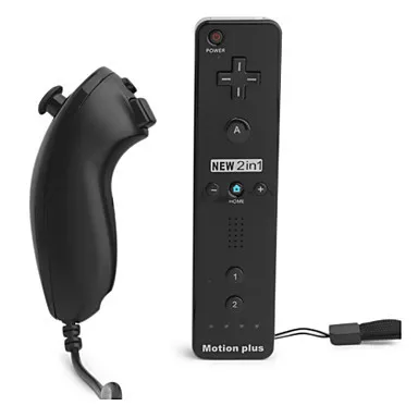 

2in1 Wireless Remote Controller for Nunchuk Nintendo Wii Built-in Motion Plus Gamepad with Silicone Case motion sensor