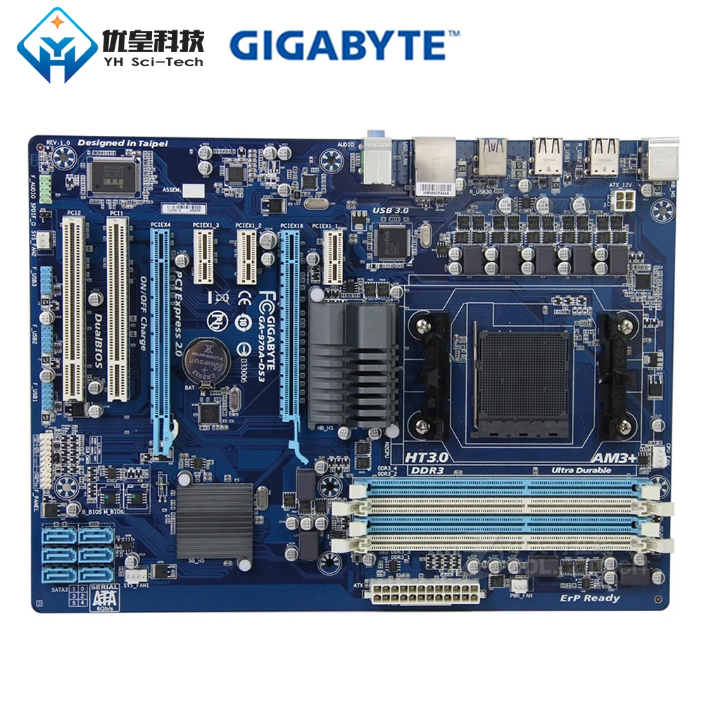 Оригинальная б/у настольная Материнская плата Gigabyte GA-970A-DS3 AMD 970 Socket AM3+ FX Phenom II Athlon II DDR3 32G SATA3 USB3.0 ATX