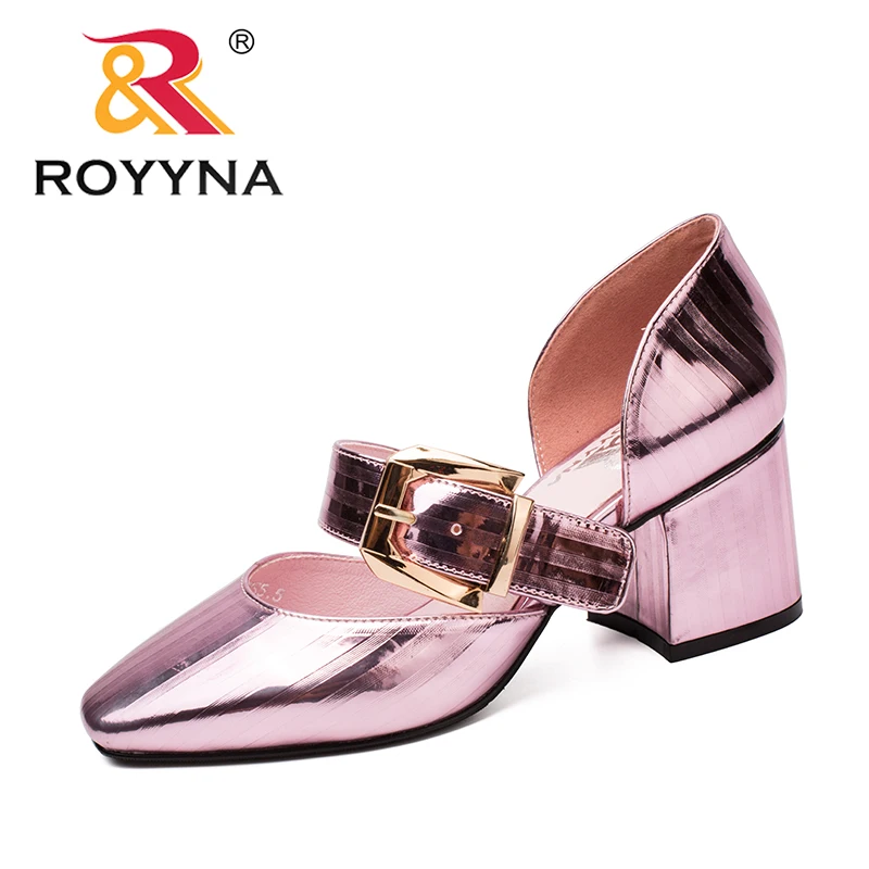 

ROYYNA New Arrival Fashion Style Women Pumps Pointed Toe Women Dress Shoes High Square Heels Lady Wedding Shoes Free Shipping