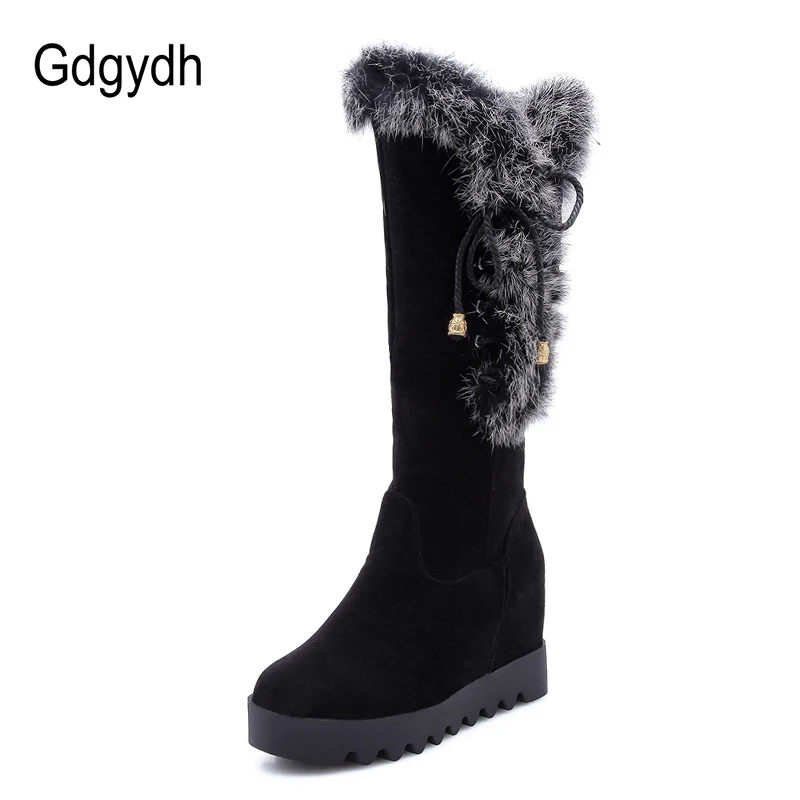 Taille D'hiver Talon Femme Russe De 2018 Chaussures Noirs Coins Bottes Shoes New Shoes 43 Femelle brown Grand Neige Hiver Femmes Black Gdgydh Plate Fourrure Réel forme xRCwqn78Y