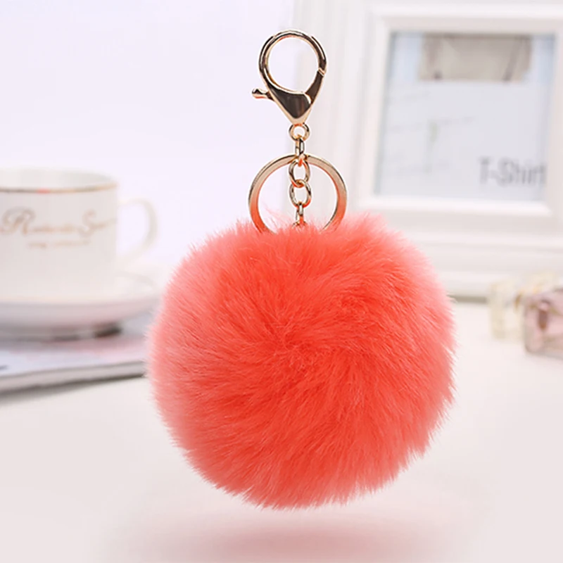 100Pcs 29Color Puff Ball KeyChains Personalised Cute Key Chains Womens