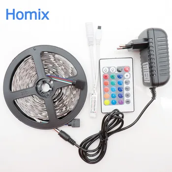 

5M 150LEDs 5050 RGB LED strip tape +24 key remote controller Kit+12v power adapter, Free Shipping