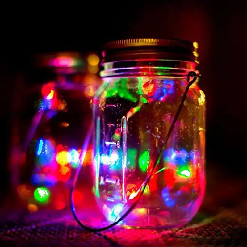 

2M 20 LED Solar Mason Can Lid Cap Light String LED Fairy Light Decorative String Light for Garden Yard Home Landscape